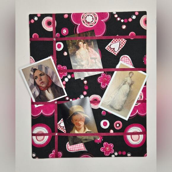 NWOT French Memo Board - Black & Pink Floral - Picture 8 of 8